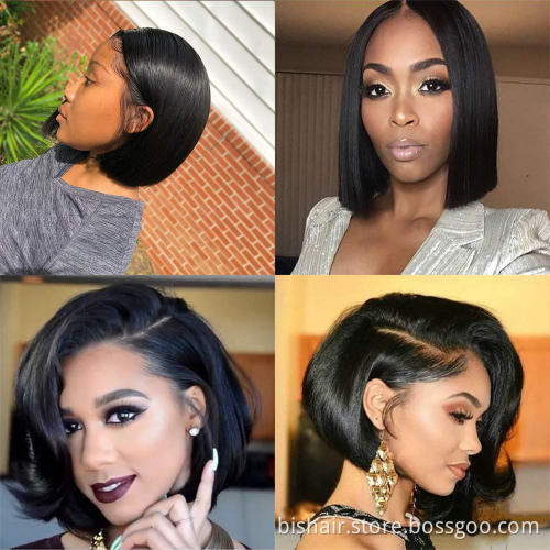 Wholesale 13x4 Lace Brazilian human hair bob wig short bob wig for black women pre plucked virgin hair lace wig with baby hair